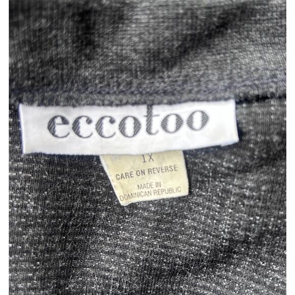 Eccotoo Womens Cardigan All in One Shirt Gray Black White Knit Plus Size 1X - Picture 11 of 12